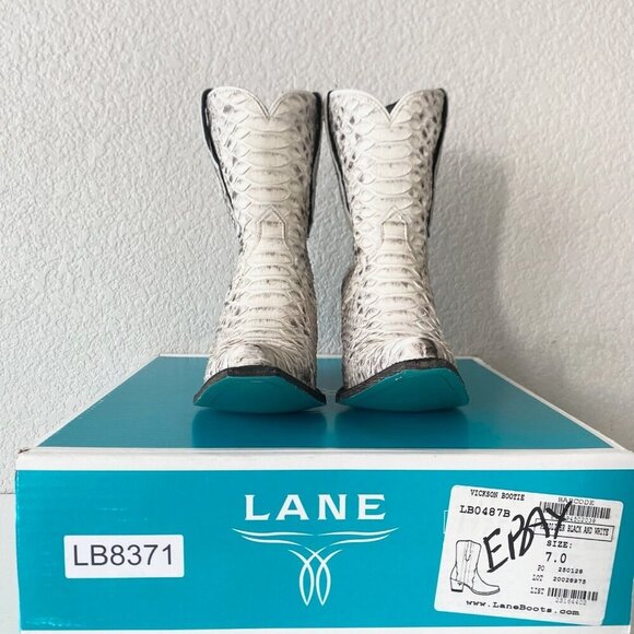 Lane VICKSON Womens Cowboy Bootie 7 SnakeSkin Black Western Cowgirl Short Boots - Picture 10 of 11